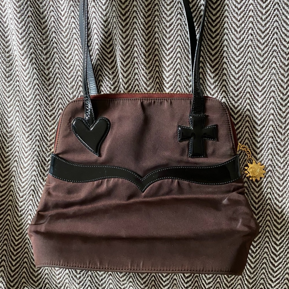 Y2K Christian Lacroix Shoulder Bag Vintage 90s 00s brown Black Nylon Tote Purse